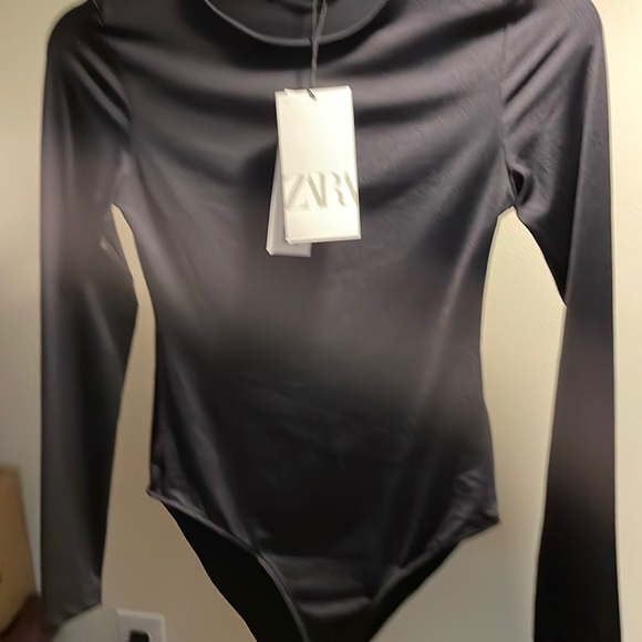 NWT ZARA blk longsleeve bodysuit sz.S 145 - Picture 1 of 5